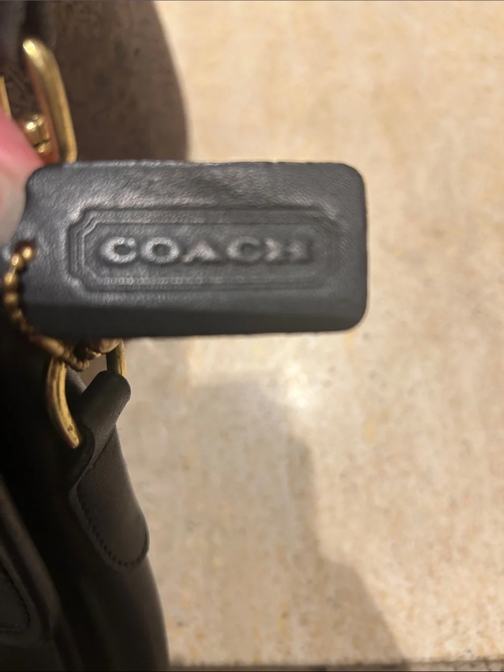 Coach Black Leather Laptop Messenger Bag with Gold Hardware